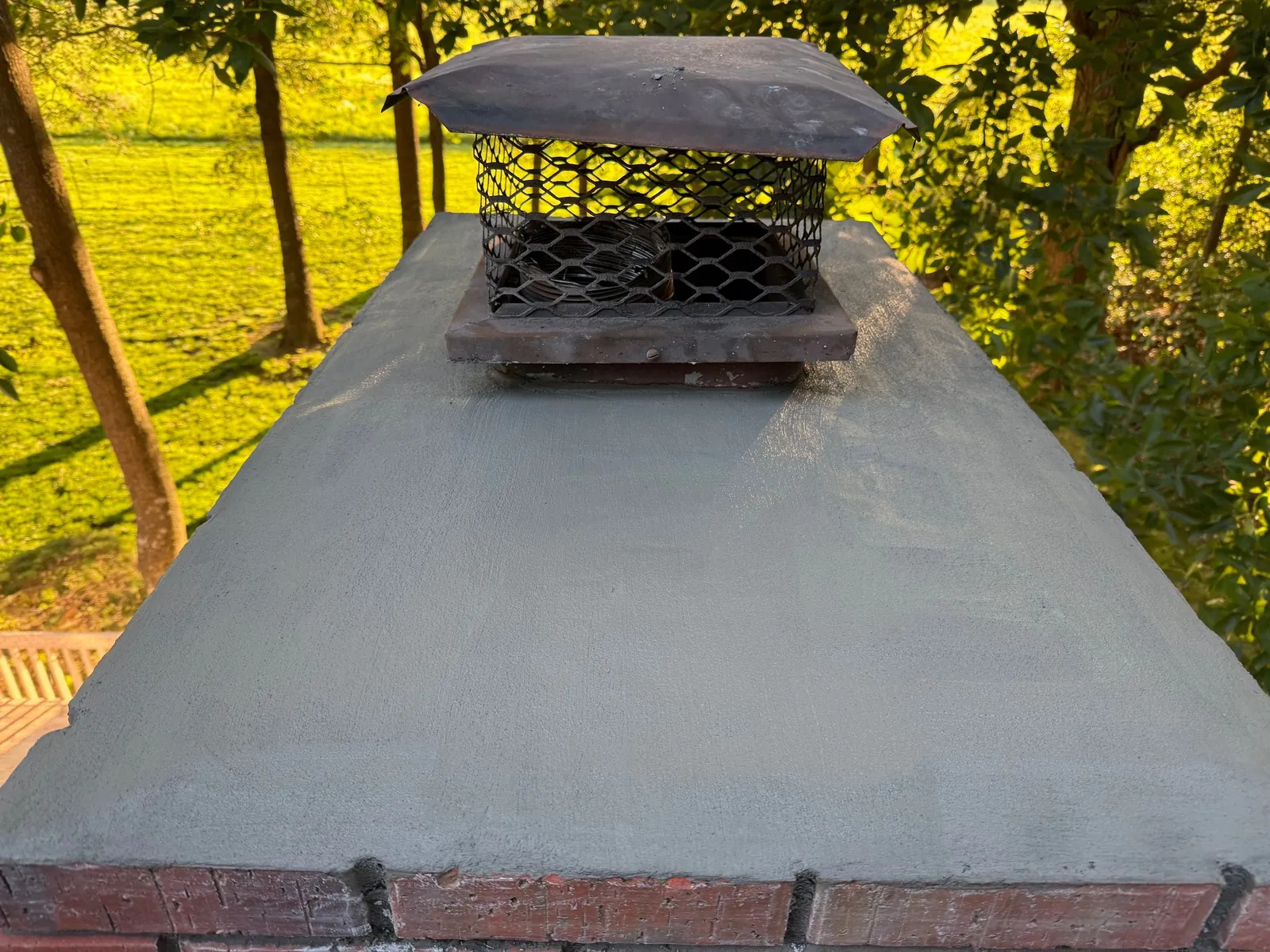 Finished chimney crown with the mesh cap on top